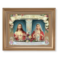13 1/2" x 16 9/16" Gold Leaf Antique Finished Frame with 11" x 14" House Blessing Textured Art
