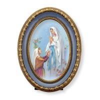 5 1/2" x 7 1/2" Oval Gold-Leaf Frame with a Our Lady of Lourdes Print