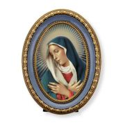 5 1/2" x 7 1/2" Oval Gold-Leaf Frame with a Our Lady of Divine Mercy Print
