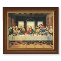 10 1/2" x 12 1/2" Walnut Finish Beveled Frame with 8" x 10" Last Supper Textured Art