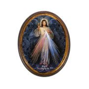 4" x 5" Divine Mercy Spanish Wood Oval Plaque Gift Boxed