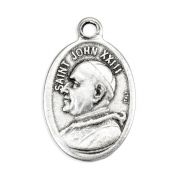 1" Oval Antiqued Silver Oxidized Saint John XXIII Medal