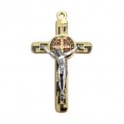 3" Gold with Black Saint Benedict Medal Crucifix