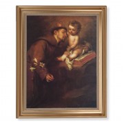 13 1/2" x 16 9/16" Gold Leaf Antique Finished Frame with 11" x 14" Saint Anthony Textured Art