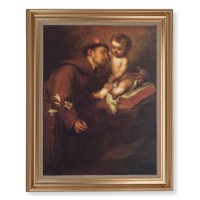 13 1/2" x 16 9/16" Gold Leaf Antique Finished Frame with 11" x 14" Saint Anthony Textured Art