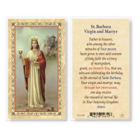 25pk - Saint Barbara Prayer Biography Gold Stamped Laminated Holy Card  Pk 25