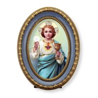 5 1/2" x 7 1/2" Oval Gold-Leaf Frame with a Child SHJ with Chalice Print