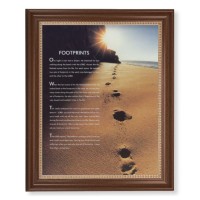 13 1/2" x 16 9/16" Walnut Finished Frame with 11" x 14" Footprints Textured Art
