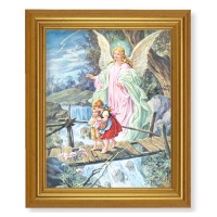 10" x 12" Gold Leaf Finish Beveled Frame with 8" x 10" Guardian Angel Textured Art