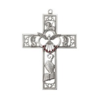 6" x 4 1/4" Cathedral Touch Confirmation-Holy Spirit Cross in Genuine Pewter