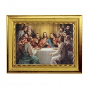 6 3/4" X 8 3/4" Gold Leaf Finish Frame with 5" X 7" Last Supper Textured Art