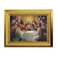6 3/4" X 8 3/4" Gold Leaf Finish Frame with 5" X 7" Last Supper Textured Art