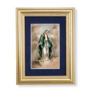 5 1/4" x 6 3/4" Gold Leaf Frame-Navy Blue Matte with a 2 1/2" x 3 3/4" Our Lady of Grace Print