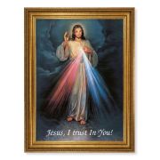 23.5" x 31" Antique Gold Leaf Beveled Frame, Roping Detail with 19" x 27" Divine Mercy Textured Art