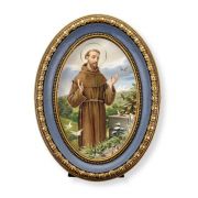 5 1/2" x 7 1/2" Oval Gold-Leaf Frame with a Saint Francis Print