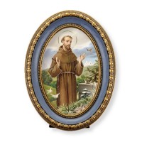 5 1/2" x 7 1/2" Oval Gold-Leaf Frame with a Saint Francis Print