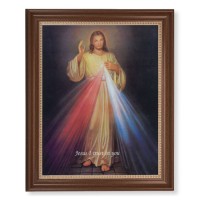 13 1/2" x 16 9/16" Walnut Finished Frame with 11" x 14" Divine Mercy Textured Art