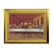 6 3/4" X 8 3/4" Gold Leaf Finish Frame with 5" X 7" Last Supper Textured Art