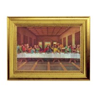 6 3/4" X 8 3/4" Gold Leaf Finish Frame with 5" X 7" Last Supper Textured Art