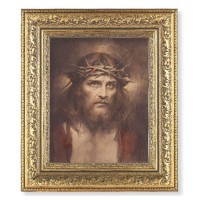 12 1/2" x 14 1/2" Ornate Gold Leaf Antique Frame with 8" x 10" Chambers: Ecce Homo Print