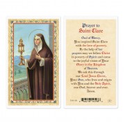 25pk - Prayer To Saint Clare  Gold Stamped Laminated Holy Card  Pk 25