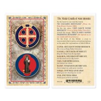 25pk - The Medal Crucifix of Saint Benedict Gold Stamped Laminated Holy Card  Inc. of  25