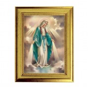 6 3/4" X 8 3/4" Gold Leaf Finish Frame with 5" X 7" Our Lady of Grace Textured Art