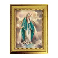 6 3/4" X 8 3/4" Gold Leaf Finish Frame with 5" X 7" Our Lady of Grace Textured Art