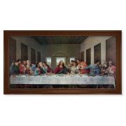 24" x 44" Walnut Finished Beveled Frame with a DaVinci: Last Supper Textured Art