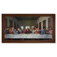 24" x 44" Walnut Finished Beveled Frame with a DaVinci: Last Supper Textured Art