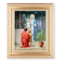 10 1/4" x 12 1/4" Satin Gold Frame with an 8" x 10" Holy Family with St. John Print