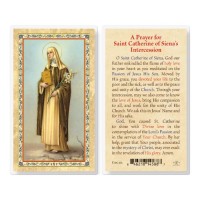 25pk - Saint Catherine Of Siena Bio Gold Stamped Laminated Holy Card  Pk 25