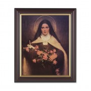 10" x 12" Walnut Frame with Gold Inside Lip and a 8" x 10" St. Therese Print