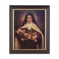 10" x 12" Walnut Frame with Gold Inside Lip and a 8" x 10" St. Therese Print
