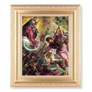 10 1/4" x 12 1/4" Satin Gold Frame with an 8" x 10" Battle of Archangel St. Michael Print
