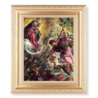 10 1/4" x 12 1/4" Satin Gold Frame with an 8" x 10" Battle of Archangel St. Michael Print