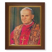 10 1/2" x 12 1/2" Walnut Finish Beveled Frame with 8" x 10" Saint Pope John Paul ll Textured Art
