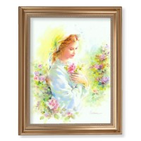 13 1/2" x 16 9/16" Gold Leaf Antique Finished Frame with 11" x 14" Blanc: Mystical Rose Textured Art 13 1/2" x 16 9/16" Gold Leaf Antique Finished Frame with 11" x 14" Blanc: Mystical Rose Textured Art