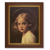 10 1/2" x 12 1/2" Walnut Finish Beveled Frame with 8" x 10" Mary Most Holy Textured Art