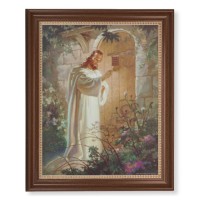 13 1/2" x 16 9/16" Walnut Finished Frame with 11" x 14" Sallman: Christ Knocking Textured Art
