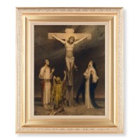 10 1/4" x 12 1/4" Satin Gold Frame with an 8" x 10" Chambers - Crucifixion Print
