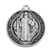 1 3/8" St. Benedict Jubilee Medal in Antiqued Silver Finish