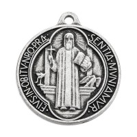 1 3/8" St. Benedict Jubilee Medal in Antiqued Silver Finish