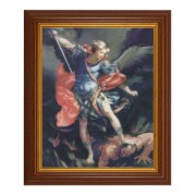 10 1/2" x 12 1/2" Walnut Finish Beveled Frame with 8" x 10" Reni: St. Michael Textured Art