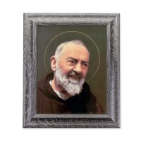 10 1/2" x 12 1/2" Grey Oak Finish Frame with an 8" x 10" Saint Pio Print