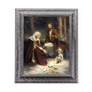 10 1/2" X 12 1/2" Grey Oak Finish Frame with an 8" X 10" The Holy Family Print