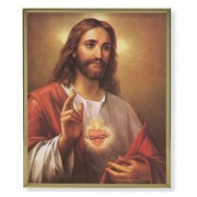 8" x 10" Gold Plaque Frame with a La Fuente: Sacred Heart of Jesus Print