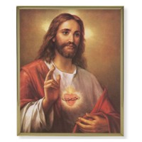 8" x 10" Gold Plaque Frame with a La Fuente: Sacred Heart of Jesus Print