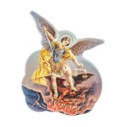 3" Magnetic Resin Statuette of the Saint Michael in 2D with Gold Highlights (Sold in Inc. of 3)