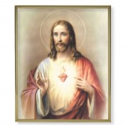 11" x 14" Gold Plaque Frame with a Sacred Heart of Jesus Print